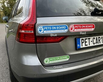 Pets On Board Car Decal, Temperature Controlled and Monitored Sticker, Custom Color Dog in Car Alert, Pet Safety Window Decal