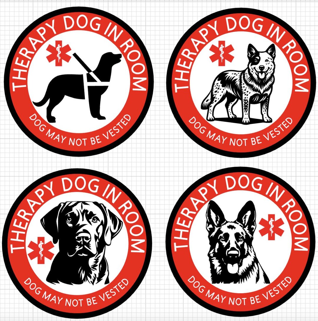 Vested Sticker Therapy Dog in Room, Dog May Not Be Vested, Waterproof Vinyl Sticker ...