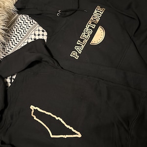 Palestine - Sweat à capuche universitaire - Recto et verso - Carte - Pull - Sweat-shirt - DIFFÉRENTES COULEURS DISPONIBLES - Thème palestinien