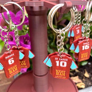 West Ham keyring team shirt style | Hammers keychain | football keyring Personalised with your name or West Ham Legend. Fanart