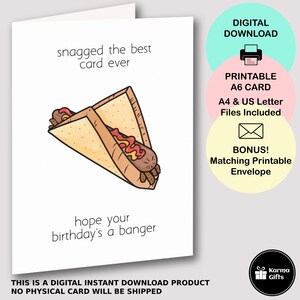 Druckbare verhängt die beste Karte alles Gute zum Geburtstagkarte, Aussie Sizzle Pun Grußkarte, sofortiger Download, passender druckbarer Umschlag