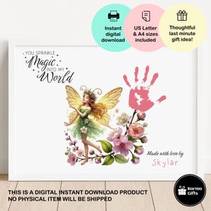 Arte imprimible con huellas de manos de hadas, "Aportas magia a mi mundo", regalo de último minuto, manualidad fácil para niños, actividad para bebés, jardín de hadas