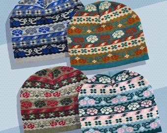 Rose Patterned Acrylic Beanie - Made in the USA