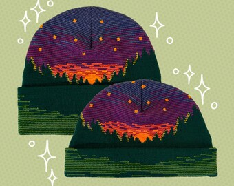 Retro-Style Sunset Acrylic Beanie - Made in the USA