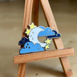 Cloudy Moon Enamel Pin - Etsy