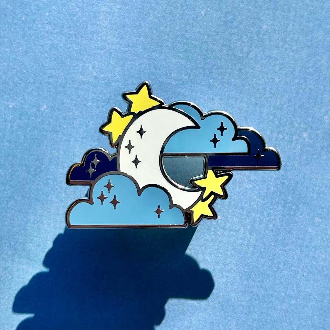 Cloudy Moon Enamel Pin - Etsy