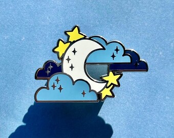 Cloudy Moon Enamel Pin