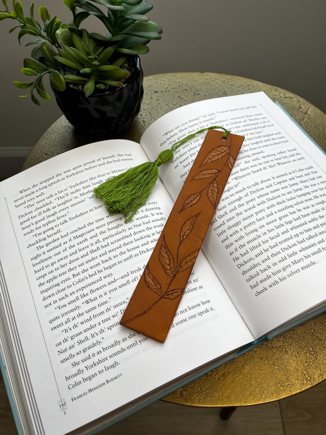 Leather Leaves Bookmark Pyrography With Tassel - Etsy