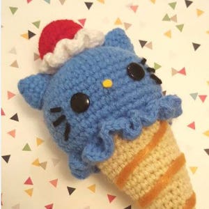 Ice Cream Cat Amigurumi Pattern - Kawaii Cat Lady - Crazy Cat Lady - PDF - Instant Download