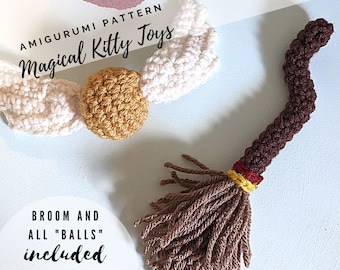 Magical Kitty Toys Amigurumi Pattern PDF - Miniature Crochet - Instant Download - Magic - Wizard - Witch - Broom - Halloween - English PDF