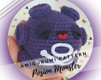 Poison Monster Amigurumi Pattern PDF = Koff Monster - Original 151 - Catch Em All - Anime Cartoon Amigurumi Pattern - Instant Download