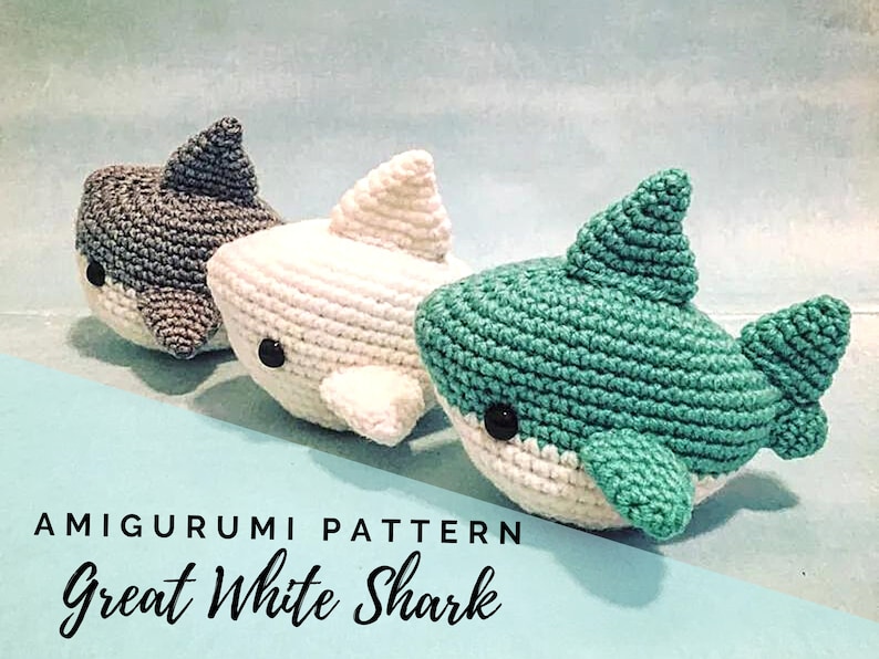 Shark Amigurumi Pattern PDF Megalodon Great White Shark Week Instant Download image 1