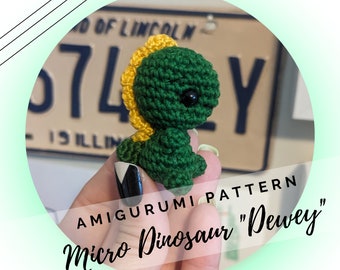 Micro Dinosaur Amigurumi Pattern PDF - Micro Crochet - PATTERN ONLY - English - Amigurumi Toy - Mini Crochet Dino - Miniature Crochet Dino