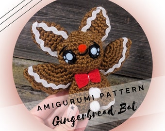 Gingerbread Bat Amigurumi Pattern PDF - Creepmas - Season's Creepings - Christmas Nightmare - Horror Fan - Ghoultide - Spooky Season Crochet