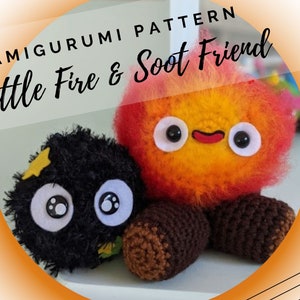 Kawaii Fire and Soot Friend Amigurumi Pattern PDF - Anime - Movie - Anthropomorphic - May All Your Bacon Burn - Instant Download