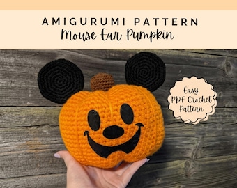 Halloween Crochet Pattern - Easy Crochet Pumpkin Amigurumi Pattern - Pumpkin with Mouse Ears Halloween Amigurumi - Fall Crochet Pattern