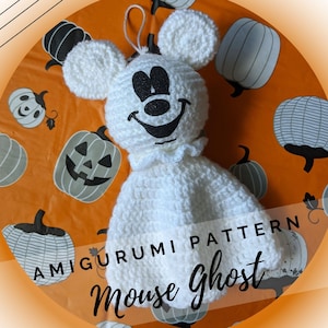 Halloween Ghost Mouse Amigurumi Pattern PDF - Low Sew Crochet Pattern - Halloween Decor - Handmade Gift - English PDF - Instant Download