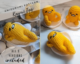 Kawaii Egg Friend Amigurumi Pattern PDF - Anime - Movie - Anthropomorphic - Playfood - Eggie - Kawaii Food Amigurumi - Instant Download