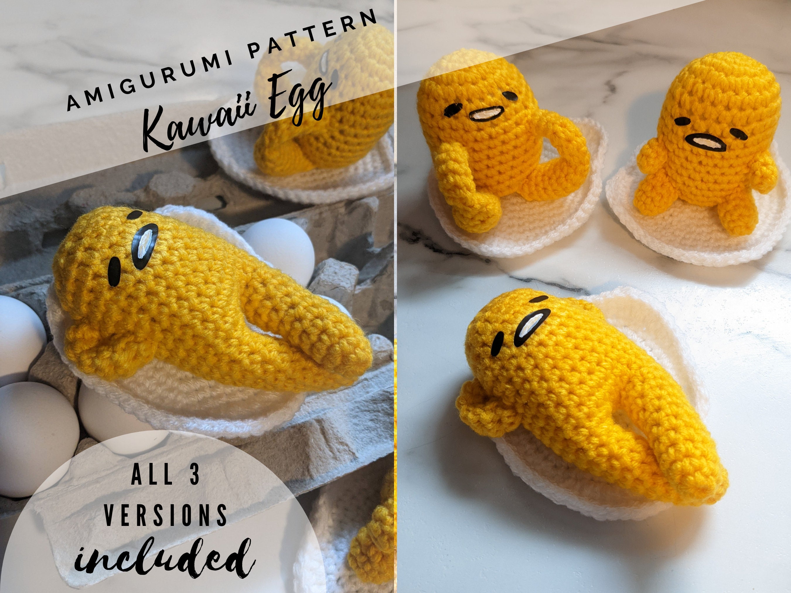 Kawaii Egg Friend Amigurumi Pattern PDF Anime Movie Anthropomorphic  Playfood Eggie Kawaii Food Amigurumi Instant Download 