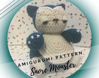 Snore Monster Amigurumi Pattern PDF - Geekery - Nerdy Pattern - Christmas Gift - Anime Amigurumi - Catch Em All - 151 - Instant Download