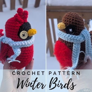 Winter Vögel Amigurumi Muster PDF - Kardinal und Rotkehlchen Muster - Weihnachtsgeschenk - Weihnachtsvögel - Vogel Amigurumi - Instant Download