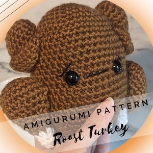 Roast Turkey Amigurumi Pattern PDF - Thanksgiving - Hostess Gift - Play Food - Fall Crochet - Christmas Dinner - Quirky Turkey - Gag Gift