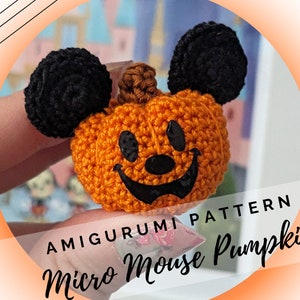 Halloween Mouse Micro Amigurumi Pattern PDF - Miniature Jack-O-Lantern - Mini Halloween Pumpkin - English PDF Crochet - Instant Download