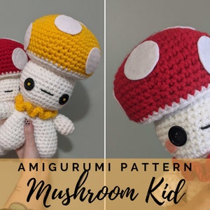 Mushroom Kid Crochet Amigurumi Pattern - Kawaii - Mushroom Friends - Plant Lover - Nursery Gift - Magic - PDF - Instant Download - English