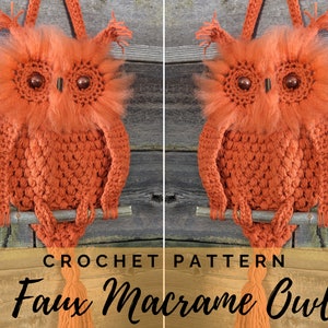 Faux Macrame Owl Crochet Pattern PDF - Vintage Crochet - Instant Download - Retro Inspired - Home Decor - Housewaring Gift - English PDF