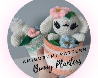 Bunny Rabbit Planter Crochet Amigurumi Pattern - Kawaii - Easter Rabbit - Apartment Therapy - Housewarming Gift - Instant Download - English