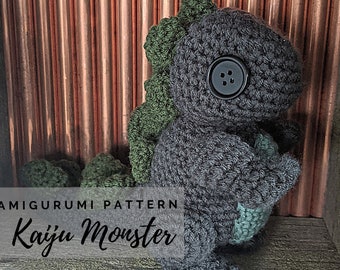 Kaiju Monster Amigurumi Pattern PDF - Science Fiction - Monster King - Lizard - Kawaii Crochet - Tokyo - Instant Download