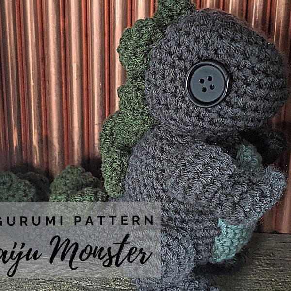 Kaiju Monster Amigurumi Pattern PDF - Science Fiction - Monster King - Lizard - Kawaii Crochet - Tokyo - Instant Download