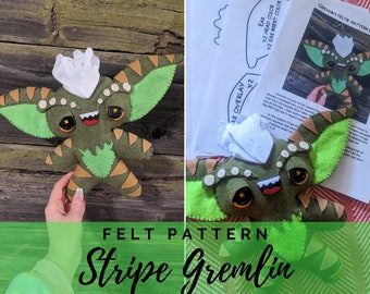 Horror Fan Felt Toy Pattern PDF - Instant Download - Horror Movie - Creepy Cute - Sewing Pattern - Retro - Stripe - Felt Pattern - DIY