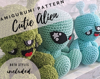 Alien Amigurumi Pattern PDF - Halloween - Science Fiction - Y2K - Throwback - Extraterrestrial - Creepy Cute Crochet - Instant Download