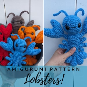 Lobster Amigurumi Pattern PDF - Blue Lobster - Valentine&#39;s Gift - Crustacean - Sea Creature - Seafood Amigurumi - Instant Download