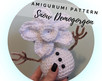 Monster Snowman Amigurumi Pattern PDF - Upside Down - Hawkins - Demogorgon Snowman - Creepy Cute - Dungeon Master - Instant Download