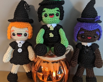 Modèle PDF Amigurumi de poupée sorcière - Halloween - Magique - Magie - Toussaint - Coven - Décoration d'intérieur - Poupée au crochet - Téléchargement immédiat