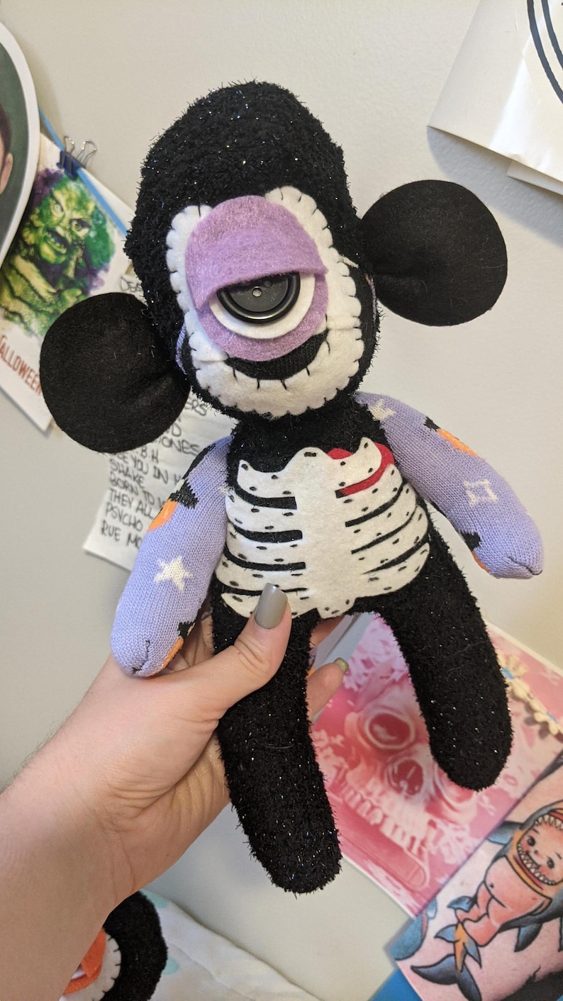 Goth Sock Monkey - Gift for Teenager - Handmade Gift - Skeleton Sock Monkey - DIY Toy - Alt Baby Shower Gift - Alt Kids Toy - Creepy Cute Handmade Stuffed Toy - Easy DIY - Beginner DIY - Rockabilly Baby Shower - Punk Baby Shower