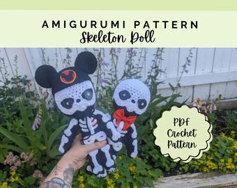 Halloween Skeleton Amigurumi Crochet Pattern - Skeleton Doll Crochet Pattern - Spooky Crochet Plush - Halloween Decor - Fall Crochet Pattern