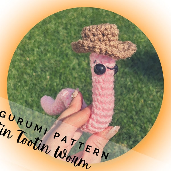 Worm in a Cowboy Hat Amigurumi Pattern PDF - Bug - Stampede - Insect - Creepy Crawly Cowpoke - Easy Amigurumi for Boys - Instant Download