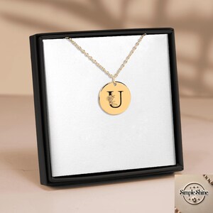 Collar con inicial floral personalizado – Colgante con letra U personalizado – Regalo de joyería con monograma para ella – Elegante cadena de oro o plata