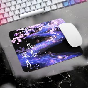 Kirschblütenfluss Kleines Mauspad – Japanische Naturkunst, Sakura River Flow Mauspad – Zen und Schönheit, Kachou Fuugetsu Mauspad