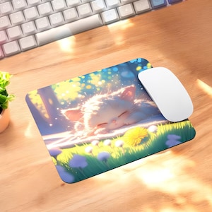 Niedliche schlafende Katze Mauspad, verträumte Katzen Natur Mauspad, entspannende Katze Gaming Mauspad, Geschenk Mauspad, kleines Mauspad