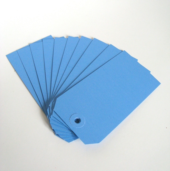 Items similar to Blue Shipping Tags, Bright Blue Tags on Etsy
