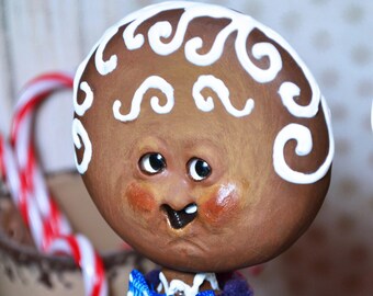 Charming Gingerbread Man BJD Doll - OOAK doll, Art Doll cookie, articulated, gingerbread art, cute monster, poseable art doll, puppet