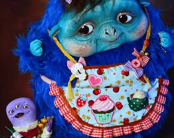 Muñecos de arte de pareja de monstruos, pieza única (OOAK): criatura caprichosa, artículo de colección de fantasía oscura.