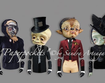 Victorian Pocket Monsters Paper Dolls: Spooky Printable Toys (Digital Download)