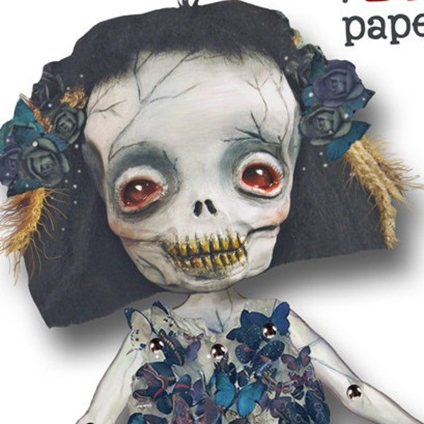 Celinne - BIGGER Paper Doll articulated - skull Halloween doll  - 18.5 inches (47 cm)- katrina skulls halloween props halloween decorations