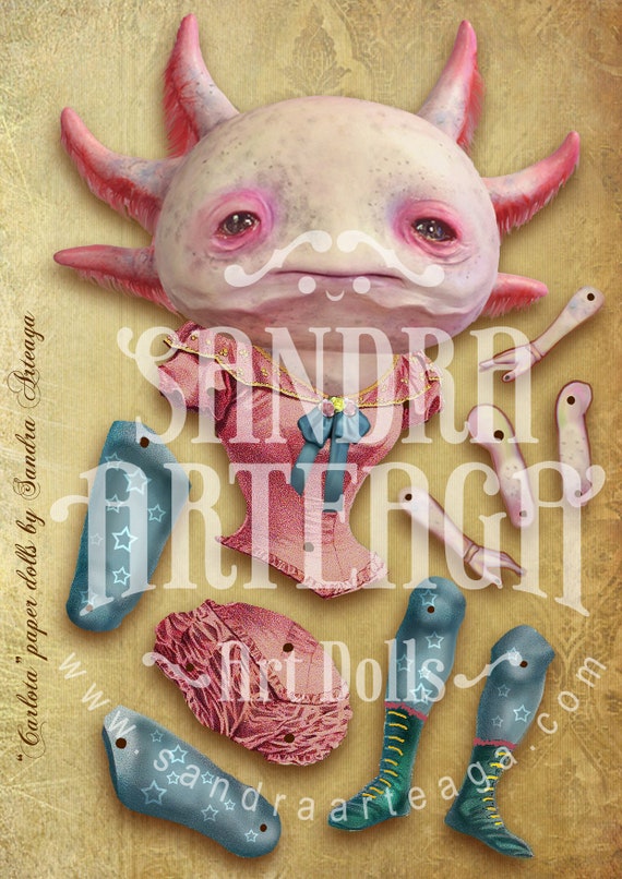 Axolotl Paper Doll: Carlota Articulated Printable (digital