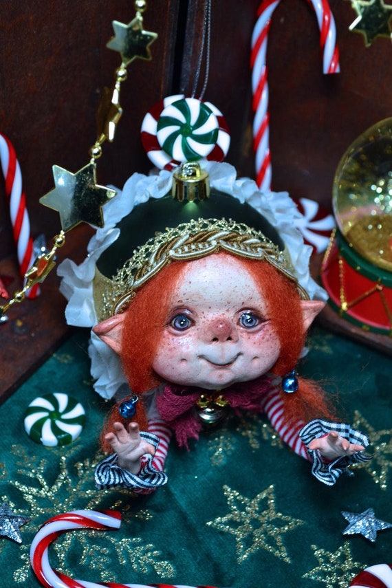 Bambola d'arte OOAK Elf Scultura unica fatta a mano, ornamenti